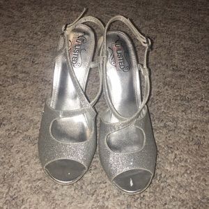 Sparkly silver women’s heels
